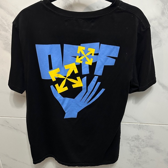 Off-White Black Tee with Blue Graphic - Picture 2 of 3